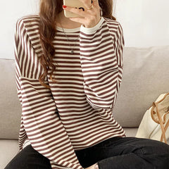 Sweatshirt Spring Thin Stripe Pullovers Oversize O-neck Casual