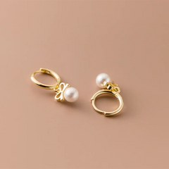 Cute Butterfly Synthetic Pearl Pendant Drop Earrings Fashion