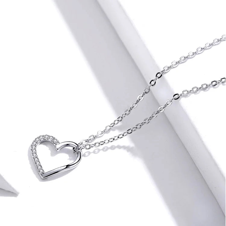 Silver The shape of love Chain Necklace Fine Jewelry