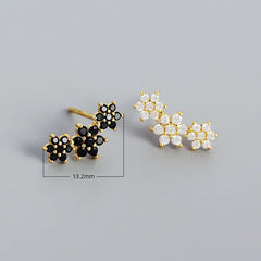 Zircon Flower Stud Earrings Women Fashion Star Jewelry