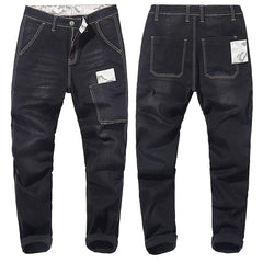 Men Camouflage splice Slim Stretch Jeans Classic Multi-pocket trousers Plus Size