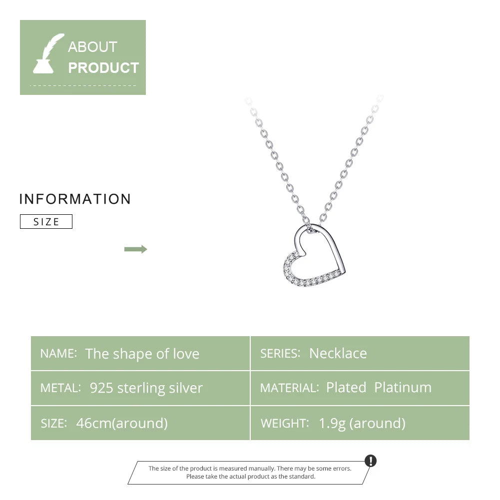 Silver The shape of love Chain Necklace Fine Jewelry