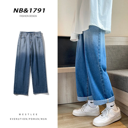 Men's Denim Wide-leg Pants Streetwear Fashion