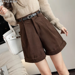 Streetwear Corduroy Casual Loose Wide Leg Shorts