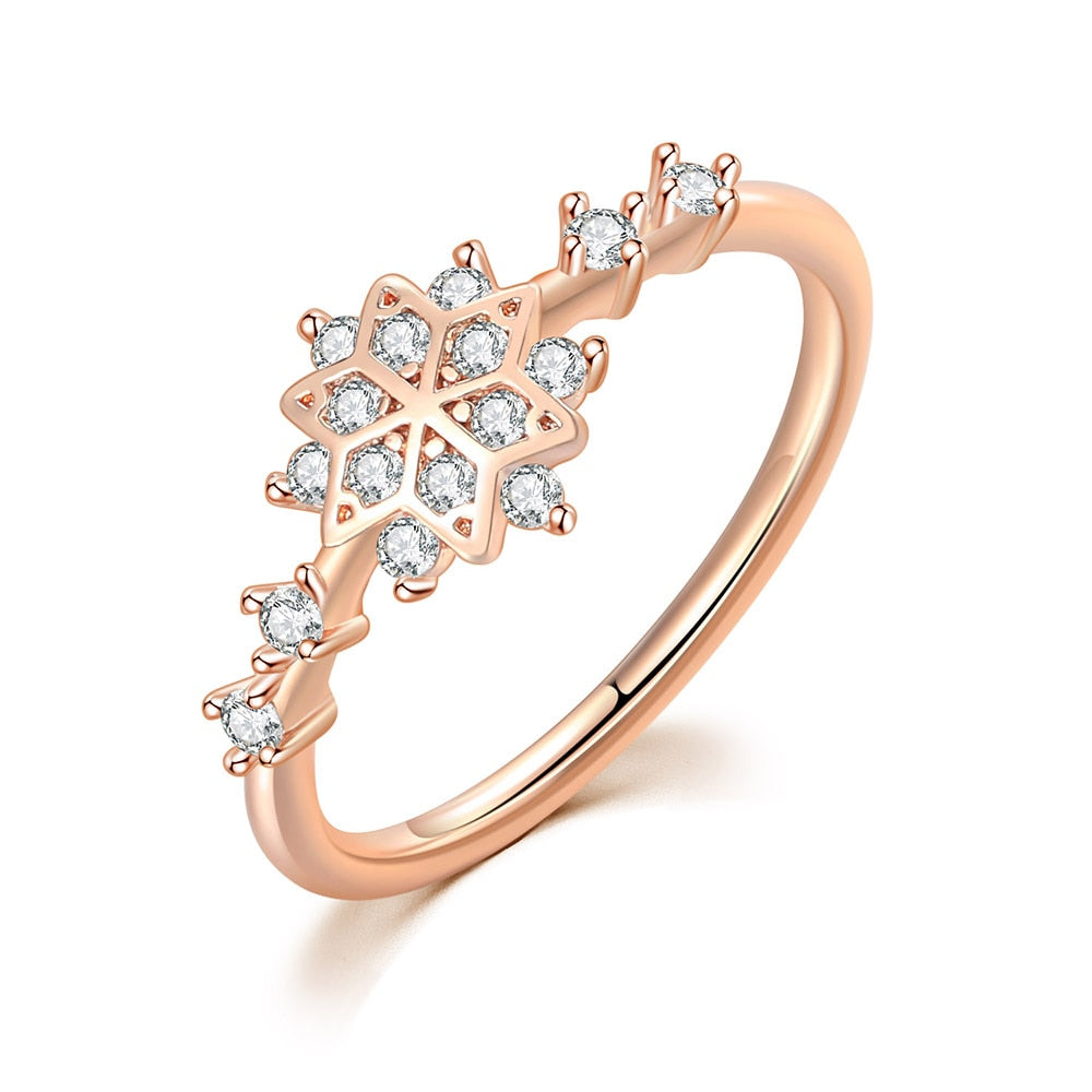 Snowflake Rings Cute Zircon Jewelry