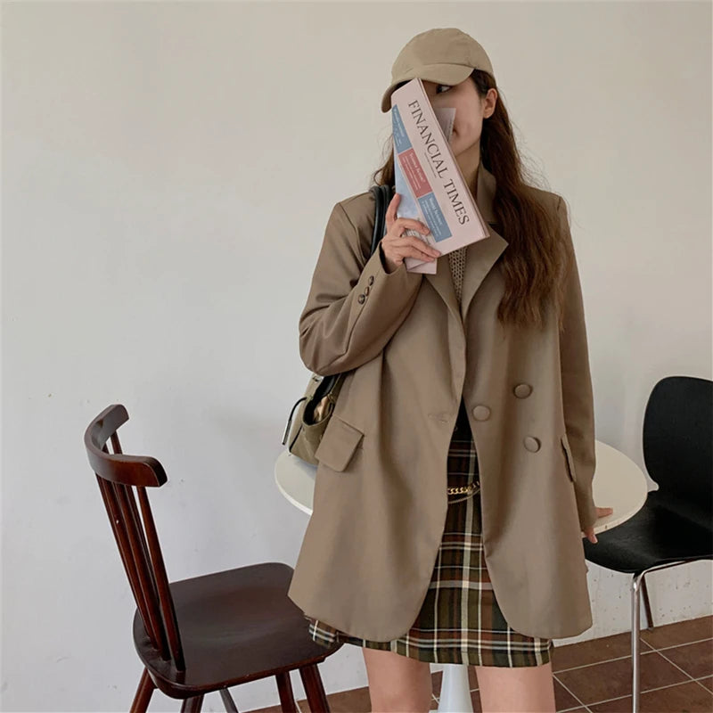 Pockets Jackets Fashionable Vintage Oversized Wild Office Blazers