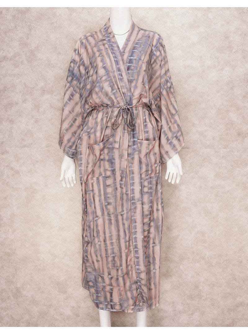 Bikini Cover-ups Boho Printed Fringed Long Kimono Cardigan