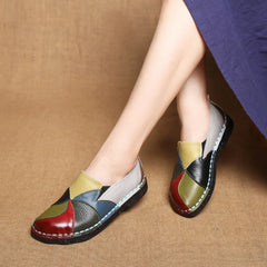 Women's Ladies Shoes Flats Genuine Leather Loafers Moccasins Mixed Colorful