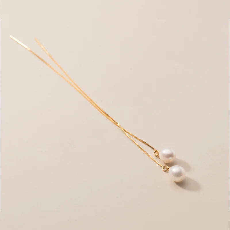 Pearl Ear Line for Women Sweet Chic Gold Plated Earrings Jewelry