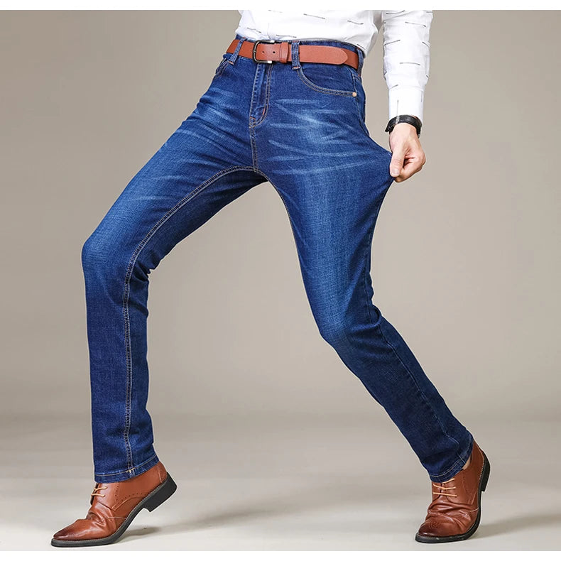 Autumn Classic Men's Fitted Stretch Jeans Business Casual