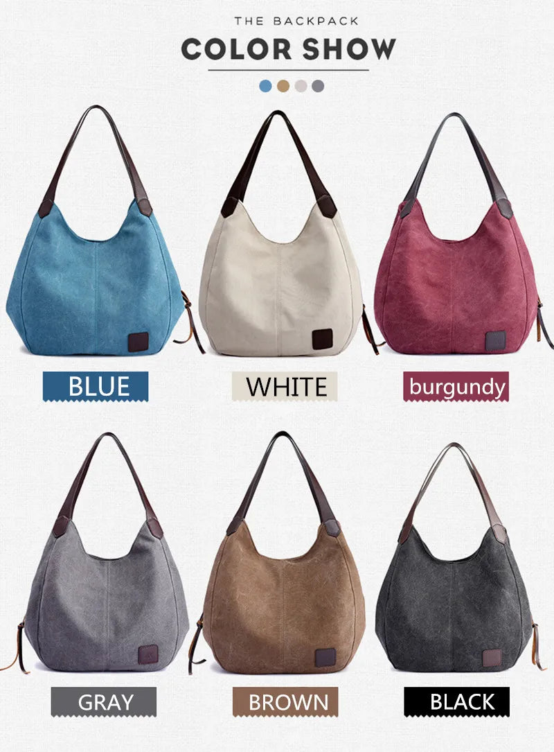 Vintage Canvas Handbag Women Large Capacity Shoulder Bag