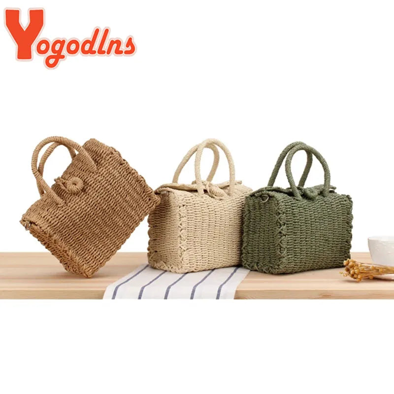 Summer Straw Beach Bag Handmade Handbag Shoulder Bags Rattan