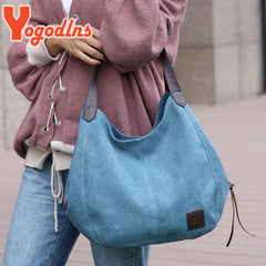 Vintage Canvas Handbag Women Large Capacity Shoulder Bag