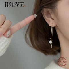 Pearl Ear Line for Women Sweet Chic Gold Plated Earrings Jewelry