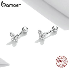 Silver Star Earrings for Women Tiny Butterfly Stud Earrings