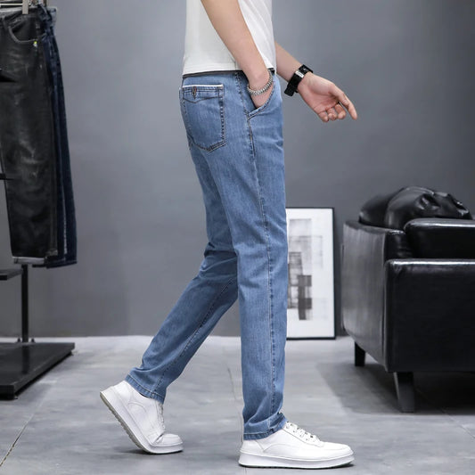 Classic Style Men's Jeans Cotton Casual Business Stretch Denim Trousers