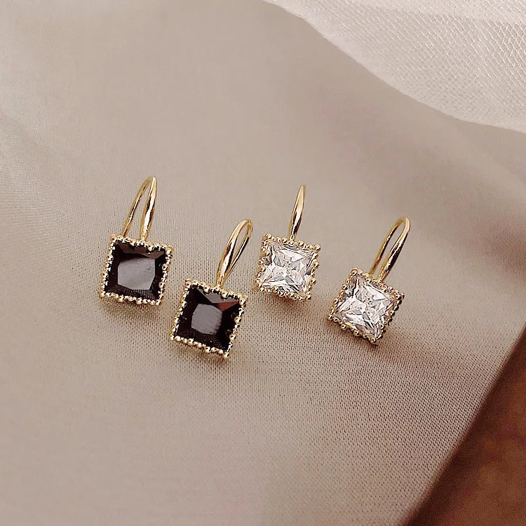 Fashion Geometric Crystal Square Mini Earrings