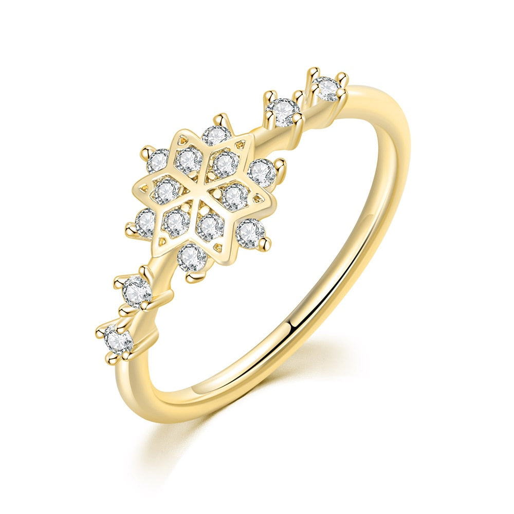 Snowflake Rings Cute Zircon Jewelry