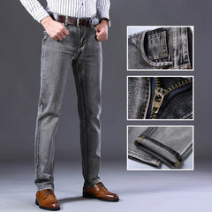 Men's Stretch Regular Fit Jeans Business Casual Classic Style Fashion