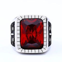 Ring Stainless Steel Black/Red Stone Ring Fashion Male Jewelry