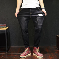 Men Camouflage splice Slim Stretch Jeans Classic Multi-pocket trousers Plus Size