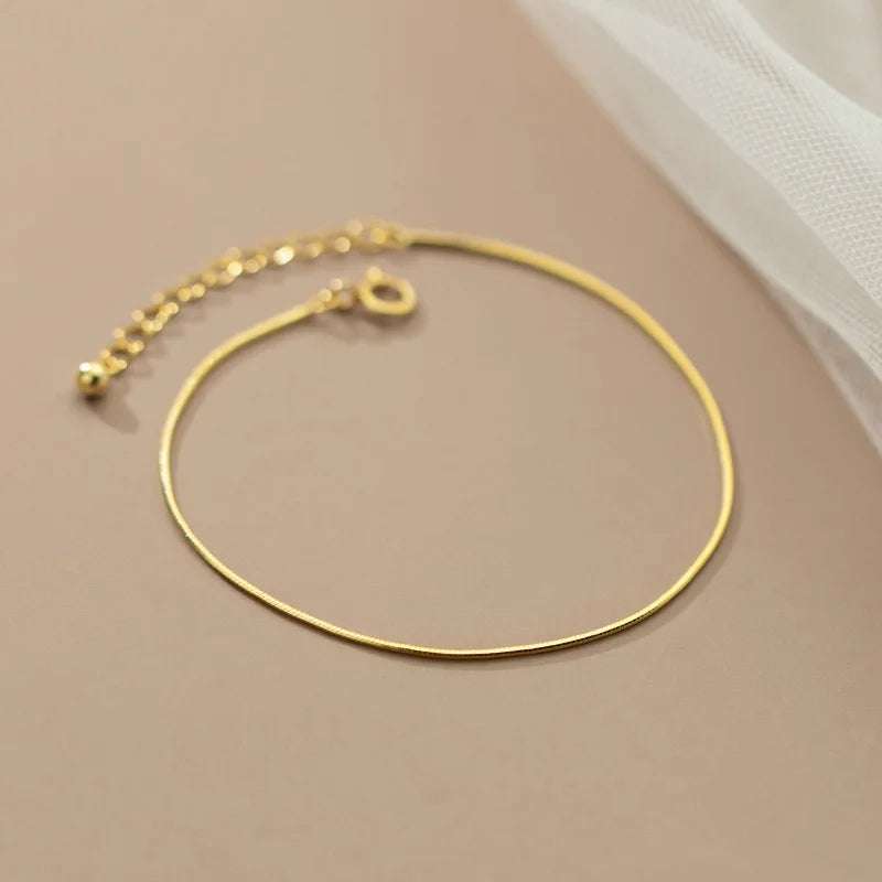 Minimalist Glossy Snake Chain Charm Bracelet Bangle Jewelry