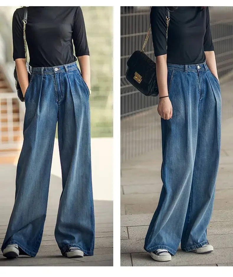 Oversize Baggy Wide Leg Jeans Women Streetwear Wash High Waist