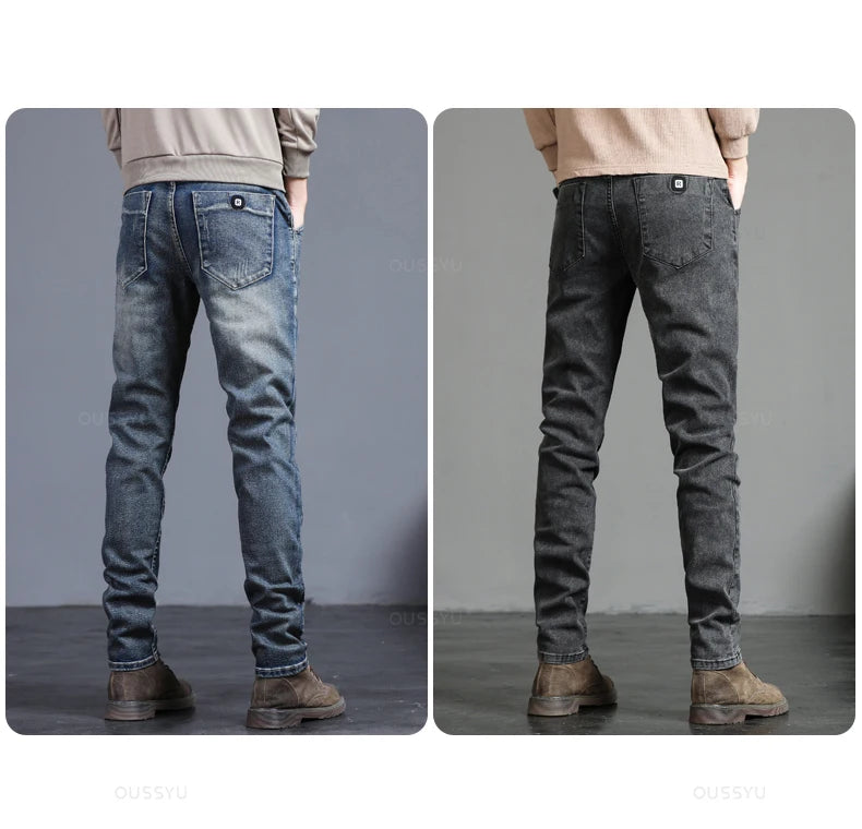 Men's Classic Fashion Grey Casual Slim Skinny Vintage Blue Streetwear