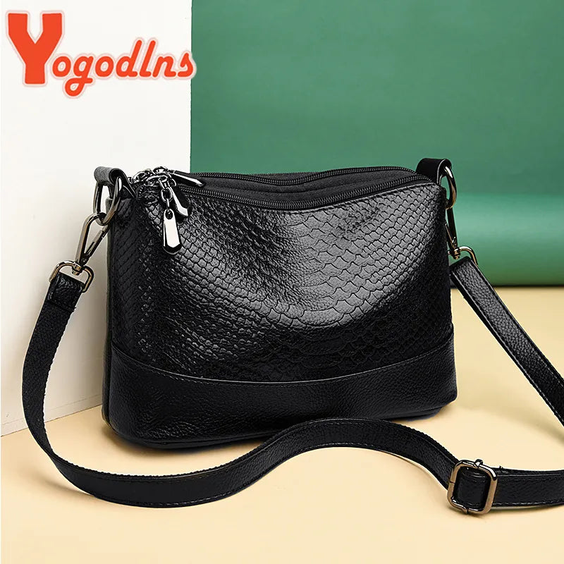 Vintage Crocodile Pattern Crossbody PU Leather Shoulder Bag