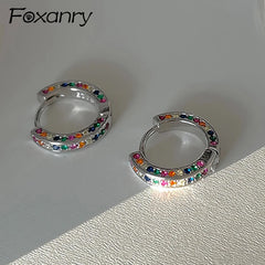 Colorful Zircons Couples Earrings Charm Women Fashion