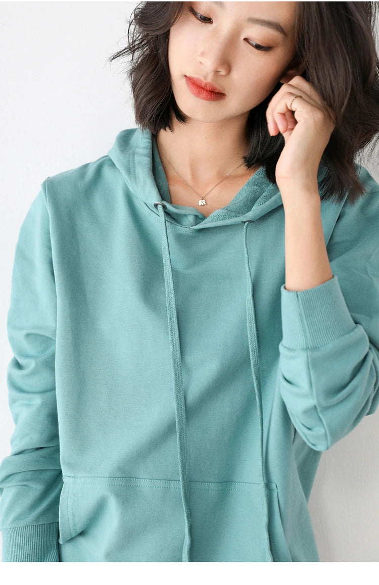 Women Hoodies Loose Long Sleeve Pullovers Solid Casual