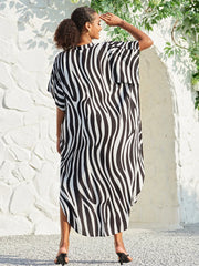 Swimsuit Cover up Women Stripe Print Kaftan Plus Size Bathing Suit