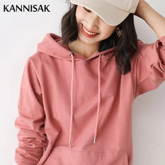 Women Hoodies Loose Long Sleeve Pullovers Solid Casual