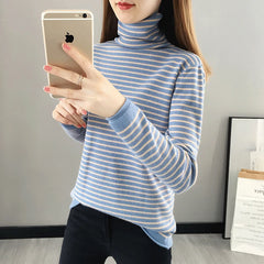 Striped Turtleneck Sweaters Knitted Jumpers Casual