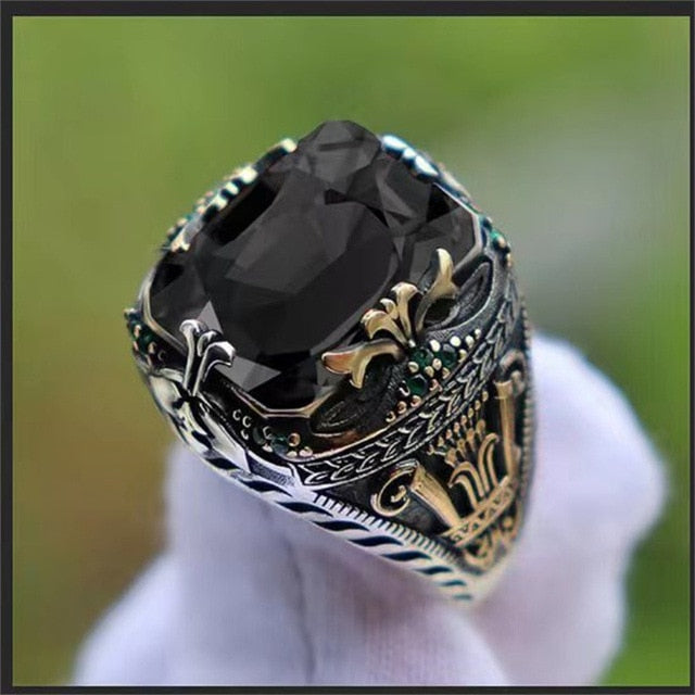 Retro Handmade Silver Color Carved Ring