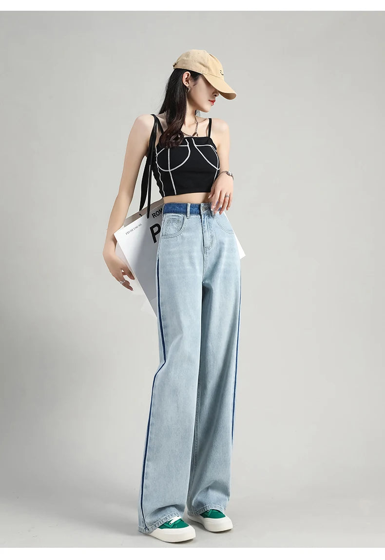 Streetwear Vintage Blue Trend Loose Jeans High Waist