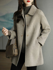 Woolen Coat Slim Fashion Office Lady Square Collar