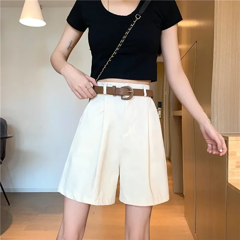 Fashion High Waist Casual Summer Wide-leg Shorts