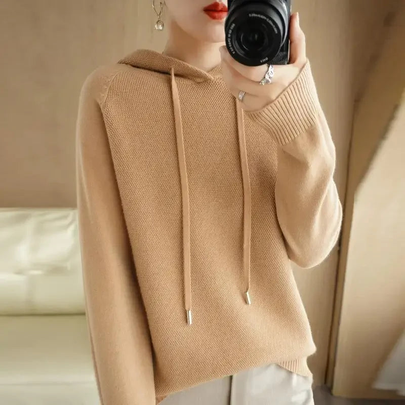 Hooded Sweater Long Sleeve Bottoming Shirt Solid Casual Pullovers