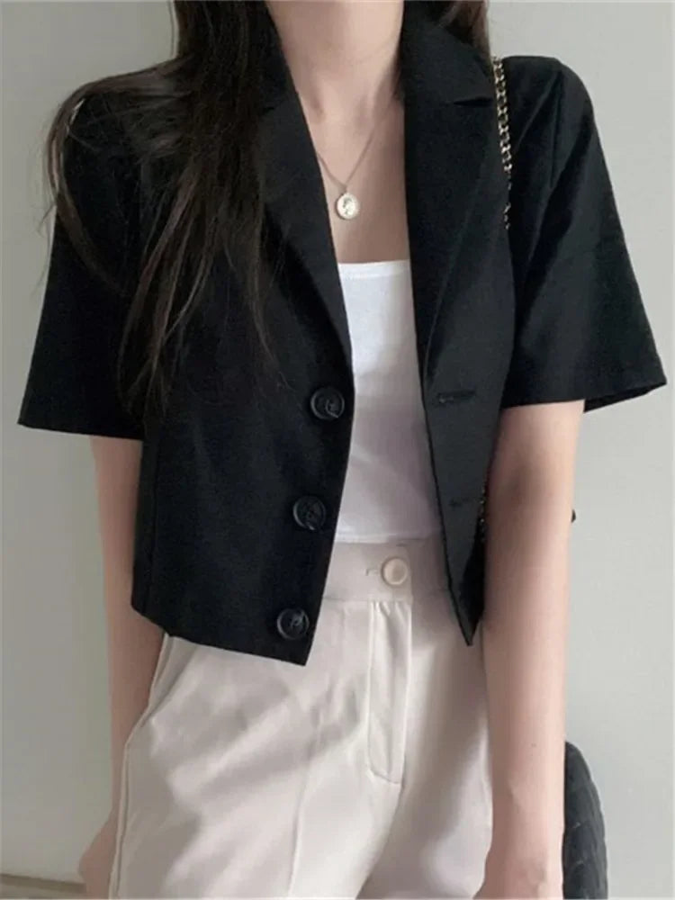 Vintage Style Suit Women's Blazer Casual Short Outwear