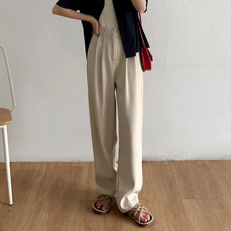 High Waist Suit Pants Fall Straight Office Ladies Fashion Trousers