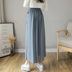 Style Women Pleated Chiffon Trousers High Waist Pants