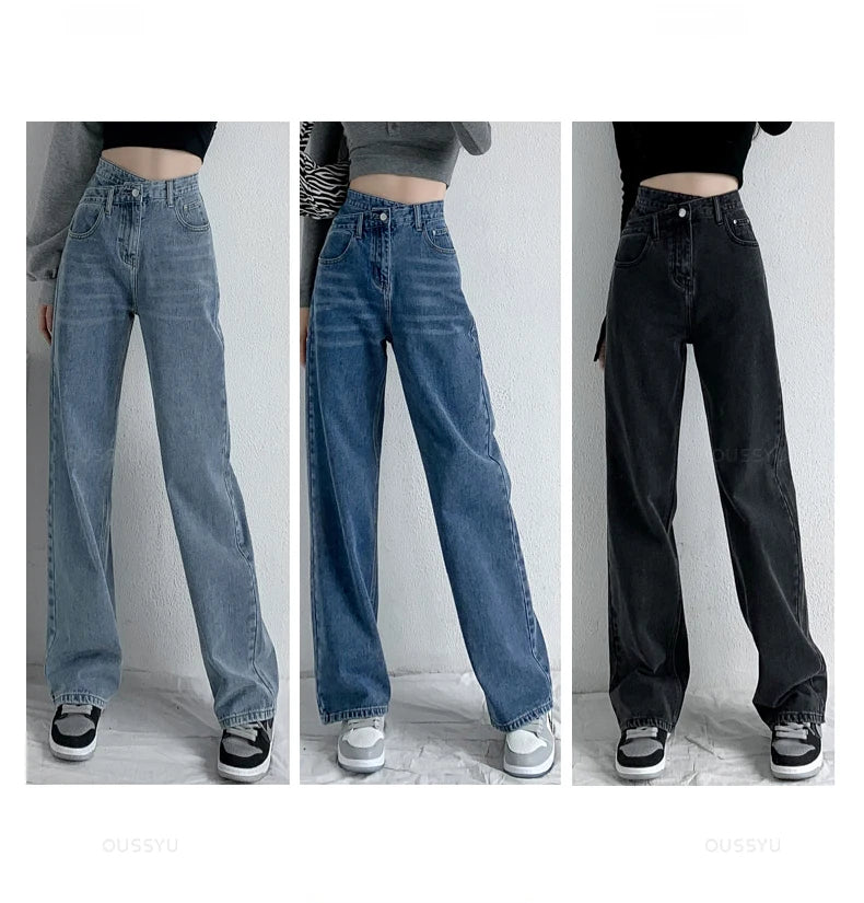 Jeans Women Wide Leg Pants Mom High Waist Woman Trousers