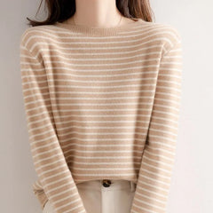 Sweater Casual O-neck Stripe Pullovers Long Sleeve Fashion Knitwear Jumper