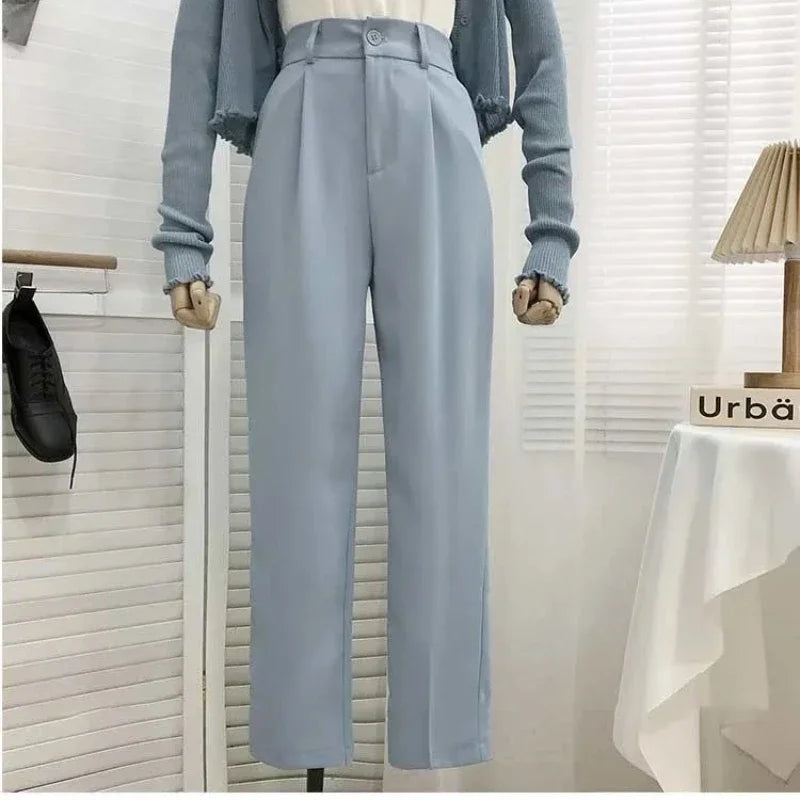 Fashion Elastic High Waist Pants Casual Loose Straight