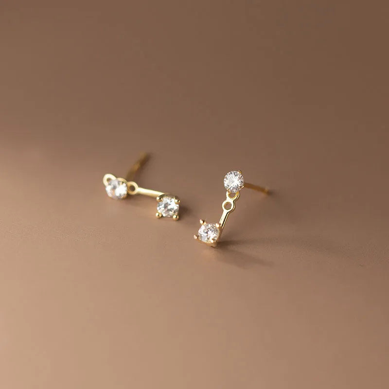 Shiny Fashion Zircon Unique Korean Stud Earrings Simple Chic