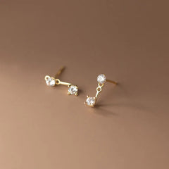 Shiny Fashion Zircon Unique Korean Stud Earrings Simple Chic