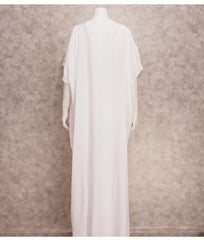 Long White Embroidered Plus Size Kaftan Maxi Dress