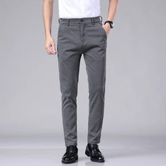 Casual Men Business Thin Straight Pant Brand Elastic Waist