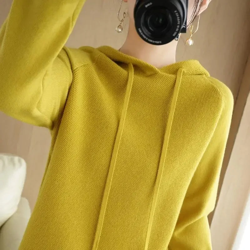 Hooded Sweater Long Sleeve Bottoming Shirt Solid Casual Pullovers